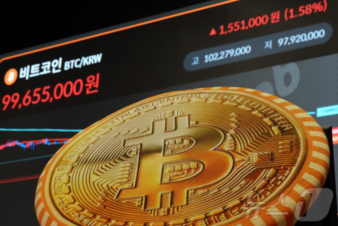 서울 강남구 빗썸 고객센터 전광판에 가상화폐 비트코인 시세가 나오고 있다. 2026.3.3 ⓒ 뉴스1 김진환 기자